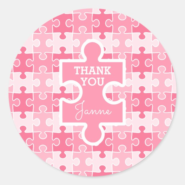 Sweet Shade of Pink Puzzles Runder Aufkleber (Vorderseite)