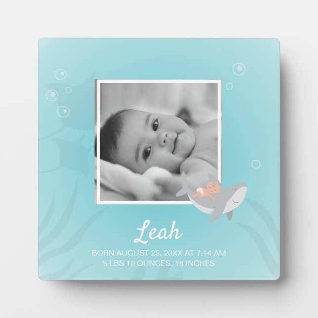 Sweet Shark Baby Foto Easel Plaque Fotoplatte (Vorderseite)
