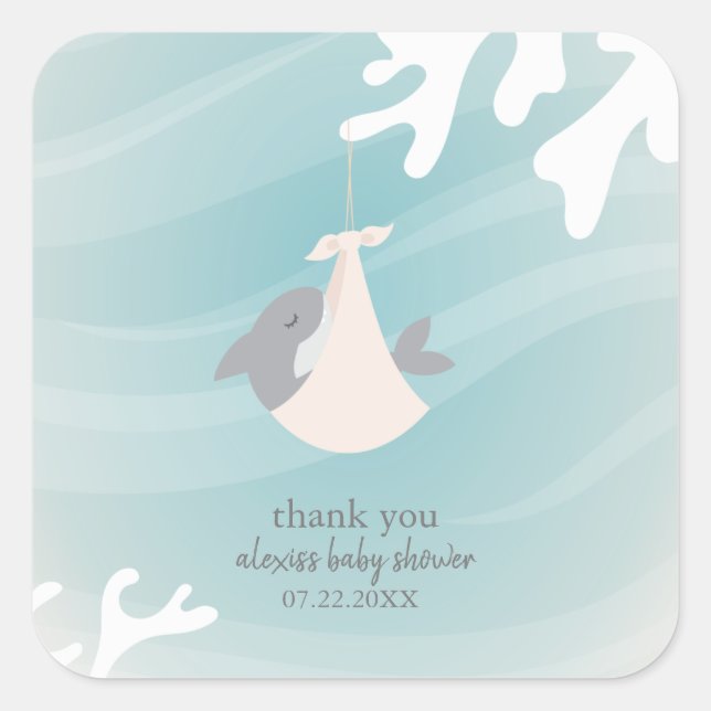 Sweet Shark Baby Quadratischer Aufkleber (Vorderseite)