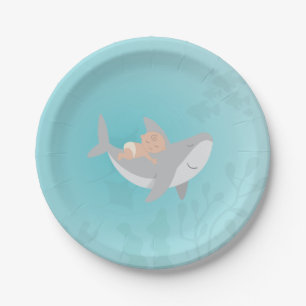Sweet Shark Baby Shower Paper Plate Pappteller