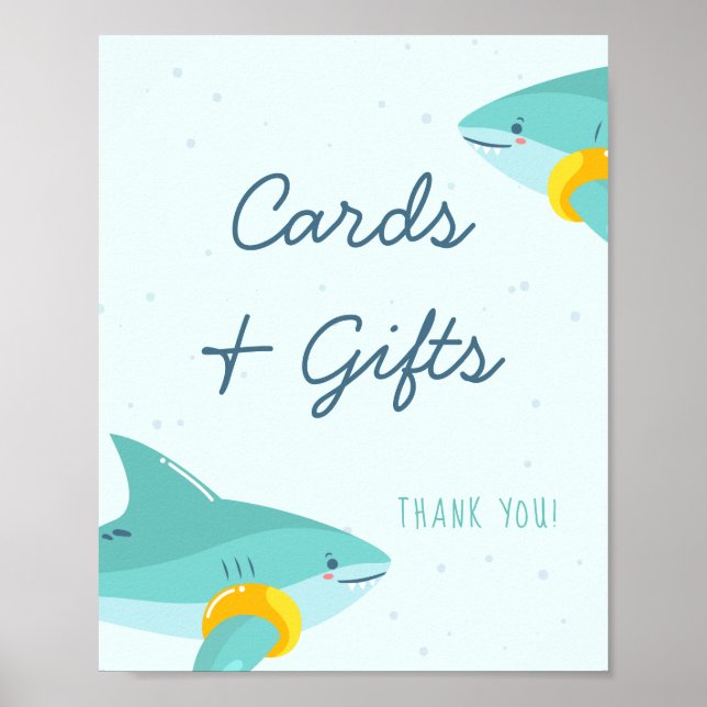 Sweet Shark Summer Boy Baby Shooting Cards & Gesch Poster (Vorne)