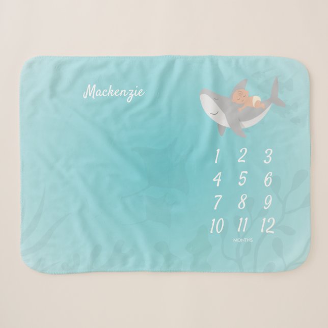 Sweet Shark und Baby Sherpa Blanket Sherpadecke (Vorderseite (Horizontal))