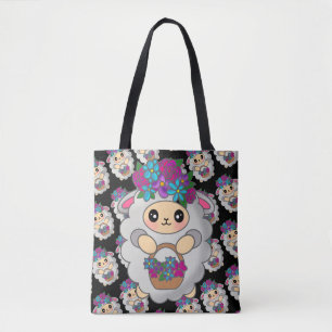 Sweet Sheep mit Hübscher Blume für Motivation Tasche