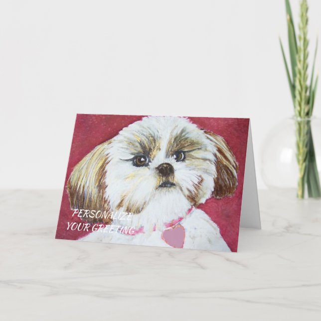 Sweet Shih-Tzu Mix Puppy Karte (Vorderseite)