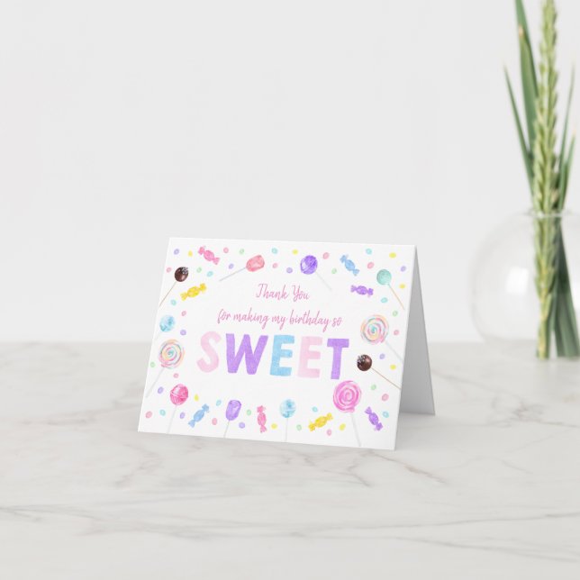 Sweet Shop Lollipop Candies Birthday Dankeskarte (Vorderseite)