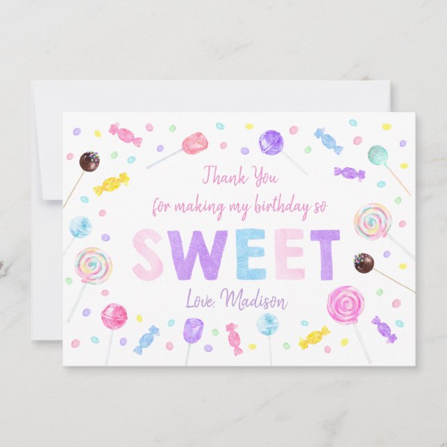 Sweet Shop Lollipop Candy Birthday Dankeskarte (Vorderseite)