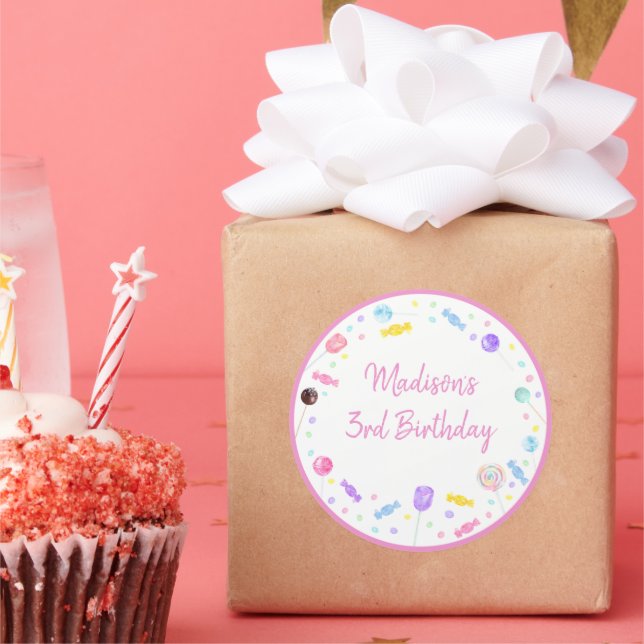 Sweet Shop Lollipop Candy Birthday Runder Aufkleber (Party)