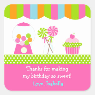 Sweet Shoppe Candy Birthday Pary Fevor Stickers