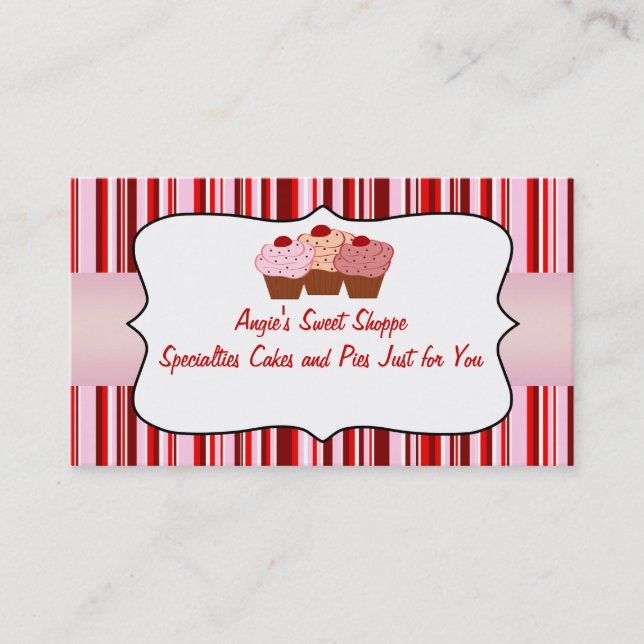 Sweet Shoppe Cupcake Business Card Visitenkarte (Vorderseite)