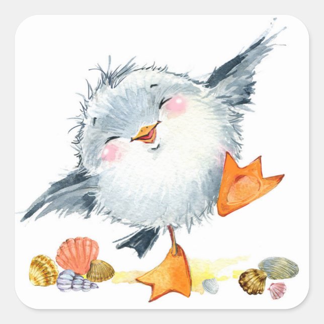 Sweet Shore Bird und Muscheln Aufkleber (Vorderseite)