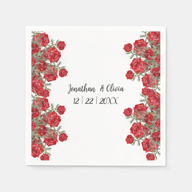 Sweet Shower Spring red roses Wedding Serviette (Vorderseite)