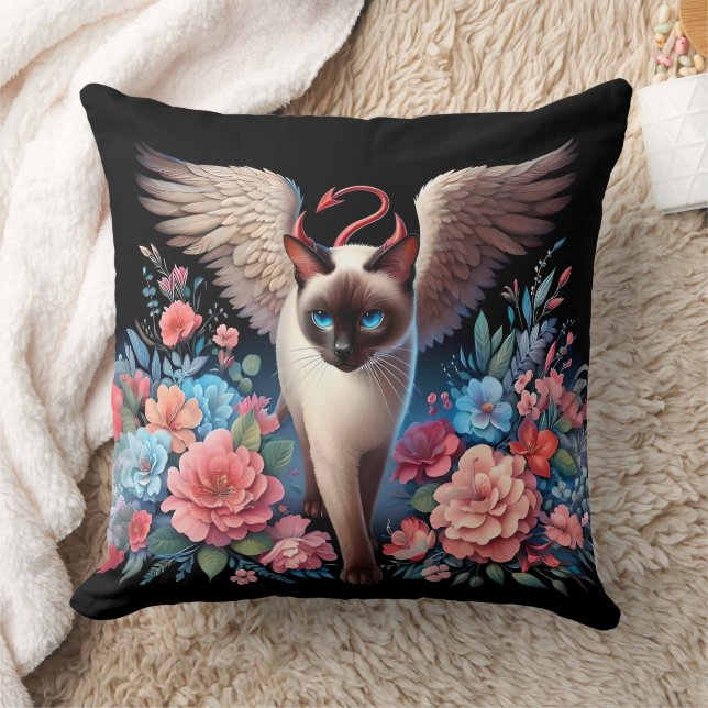 Sweet Siam Demon and Angel Cat Kissen (Decke)