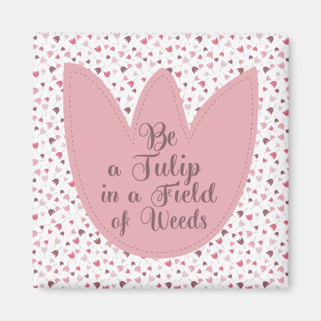 Sweet Simple Pink Tulip Pattern - Alle Richtungen Magnet (Vorne)