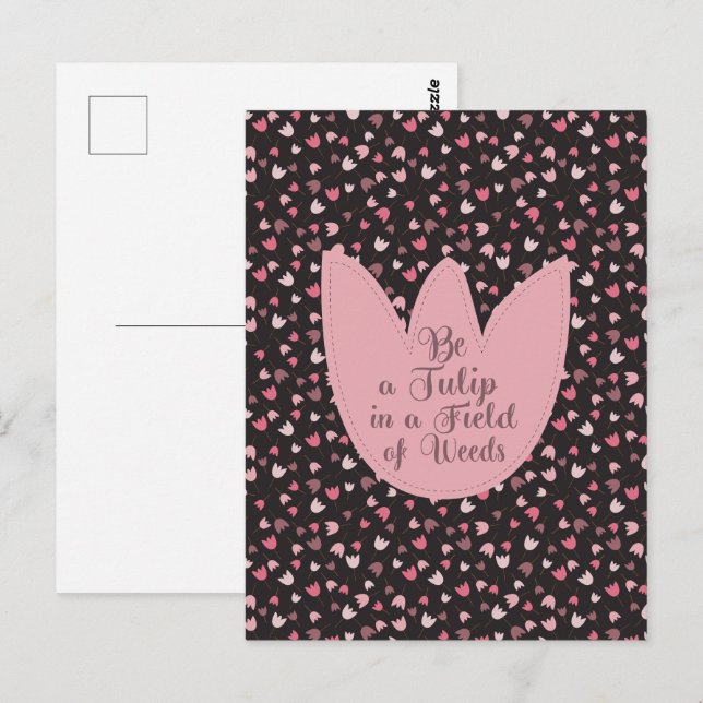 Sweet Simple Pink Tulip Pattern - Alle Richtungen Postkarte (Vorne/Hinten)
