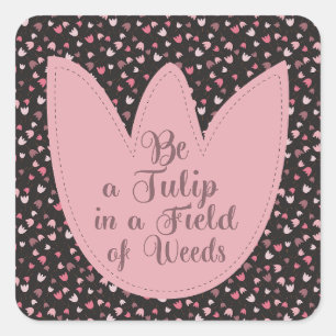 Sweet Simple Pink Tulip Pattern - Alle Richtungen Quadratischer Aufkleber
