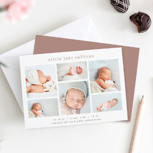 Sweet Six Foto Collage Birth Ankündigung