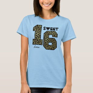 Sweet Sixteeen 16 Birthday Leopard Individuelle Na T-Shirt