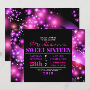 Sweet sixteen 16 Invitation DES ÉTOILES DE ROSE