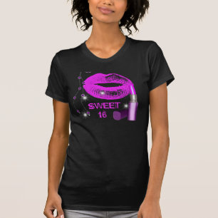 Sweet Sixteen 16 Lila Heiß Rosa Lippen Lippenstift T-Shirt