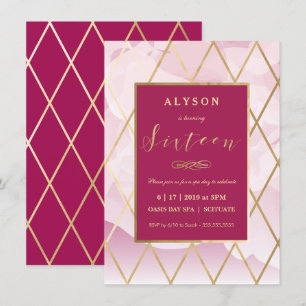 Sweet sixteen, 16e anniversaire Invitation Gold Gi
