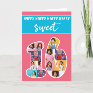 Sweet sixteen Anniversaire Carte photo Modèle