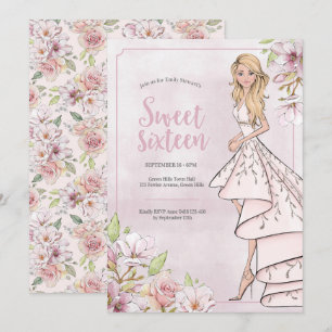 Sweet sixteen Anniversaire Glamor Girl Invitation