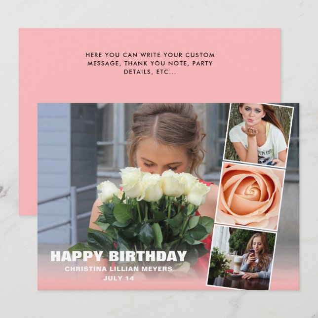 Sweet sixteen Anniversaire Photo Collecte Carte (Devant / Derrière)