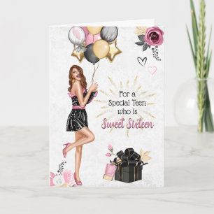 Sweet sixteen Brunette Fille Bonne Carte d'Anniver