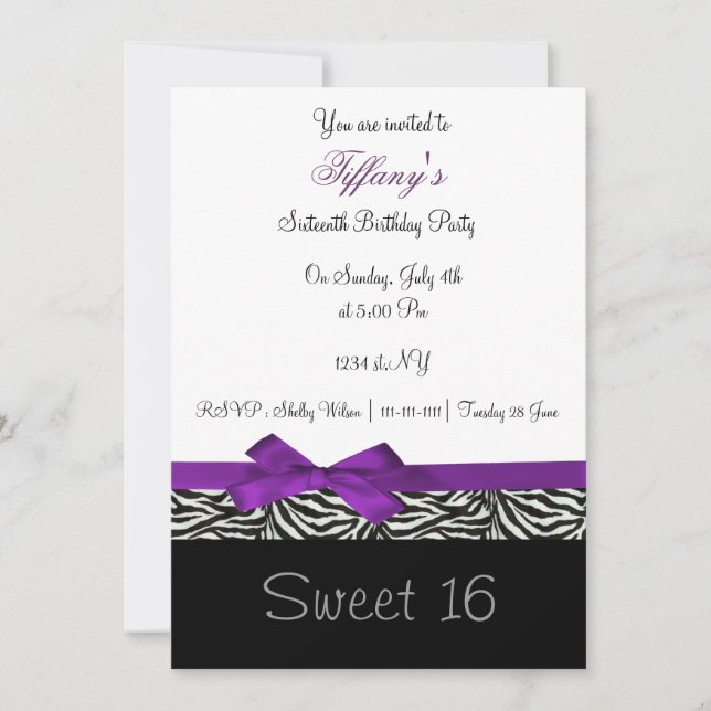 sweet sixteen chic violet Invitation (Devant)
