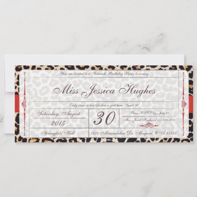 Sweet sixteen Damask Ticket Invitation (Devant)