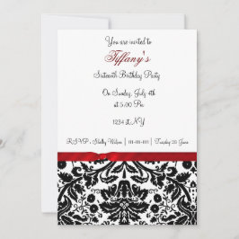 sweet sixteen damassé rouge Invitation