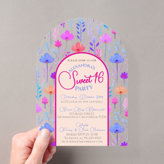 Sweet sixteen Floral été invitation transparente (In situ (ordinateur de poche))