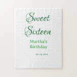 Sweet Sixteen green name date calligraphy boho ret<br><div class="desc">Design</div>
