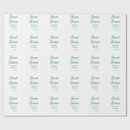 Sweet Sixteen green name date calligraphy boho ret Geschenkpapier