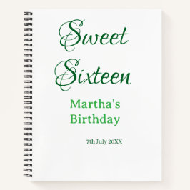 Sweet Sixteen green name date calligraphy boho ret Notizbuch