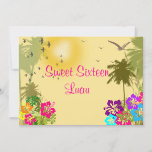 Sweet sixteen, Hibiscus, Hawaiian Luau Invitation