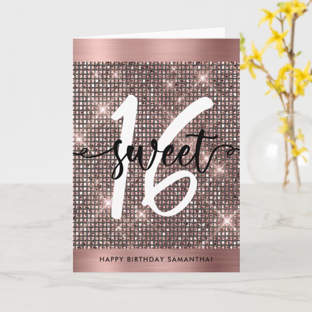 Sweet sixteen Joyeux Anniversaire Carte chic tenda (Fleur jaune)