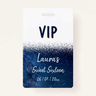 Sweet sixteen Marine Bleu Blanc badge VIP