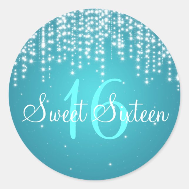 Sweet Sixteen Night Dazzle Blue Runder Aufkleber (Vorderseite)