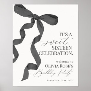 Sweet sixteen noir Bow Affiche de bienvenue d'anni