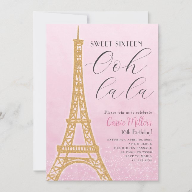Sweet sixteen Paris Anniversaire Fête Invitation (Devant)