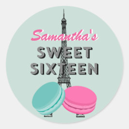 Sweet sixteen Paris Macaron Sticker Anniversaire F