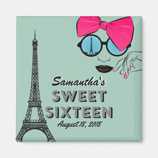 Sweet sixteen Paris Thème Anniversaire Magnet (Devant)