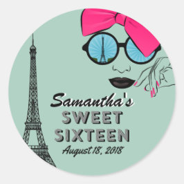 Sweet sixteen Paris Thème Anniversaire Sticker Fav