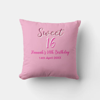Sweet sixteen pink white name date bold letter mar kissen