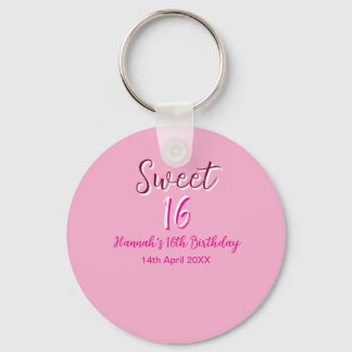 Sweet sixteen pink white name date bold letter mar schlüsselanhänger