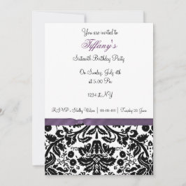 sweet sixteen pourpre damassé Invitation