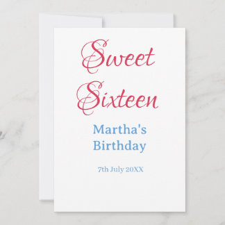 Sweet Sixteen rosa Name Datum Kalligrafie Boho Bla Einladung