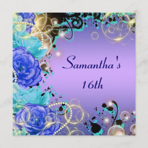 "Sweet sixteen" Rose Juwel blau elegant Einladung