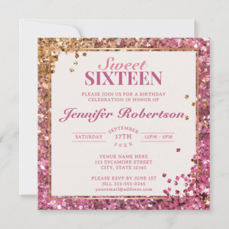 Sweet sixteen rose Shimmer Invitation